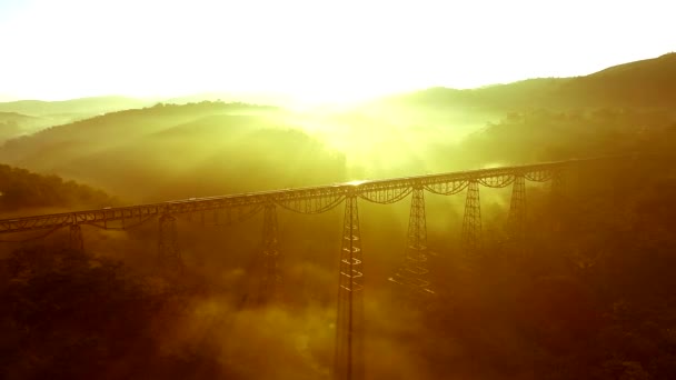 Vista Aerea Nebbiosa Del Ponte Cikubang Ponte Ferroviario Attivo Più — Video Stock