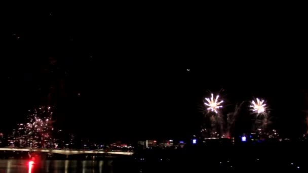 Yeni Yıl Arifesinde Havai Fişek Gösterisi — Stok video