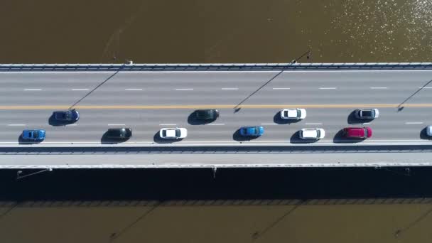 Tiro Estático Cima Carros Que Desaceleram Até Uma Parada — Vídeo de Stock