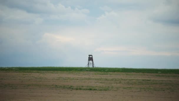 Torre Caccia Sulla Collina Nel Campo — Video Stock