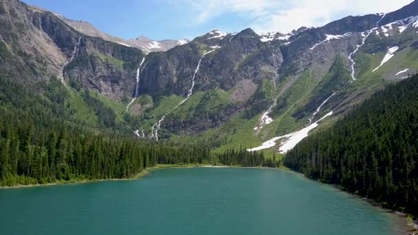 Zdjęcie Lotnicze Jeziora Lodowca Parku Narodowym Glaciers Montana Usa — Wideo stockowe