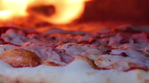 柴火烤箱里的比萨 — 图库视频影像