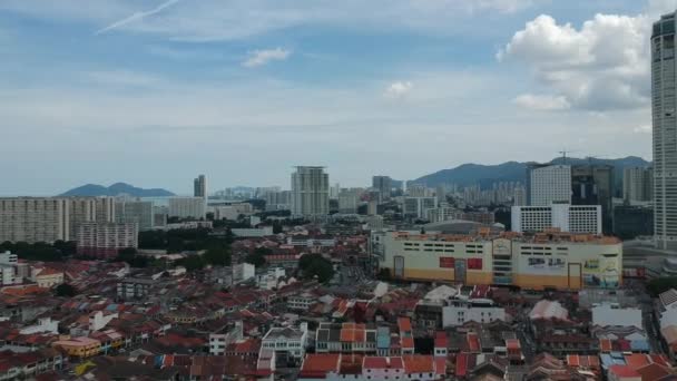 Bird View Luchtfoto Van Georgetown Penang Maleisië — Stockvideo