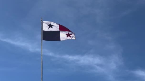 Panama Flag Waving Park Boquete Downtown Panama — Stock Video