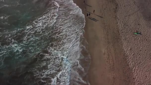 Luftaufnahmen Von Menschen Die Sommer Strand Spazieren — Stockvideo