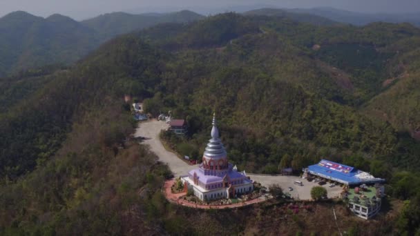 Tempio Buddista Hilltop Chiang Rai Nel Nord Della Thailandia Colpito — Video Stock