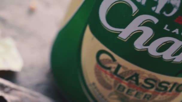 Close Product Chang Beer — Stock Video