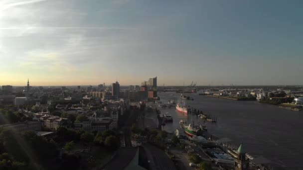 Drone Gaat Naar Hamburg Duitsland — Stockvideo