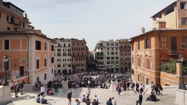 Temps Écoulé Des Touristes Place Espagne Rome Italie Gros Plan — Video