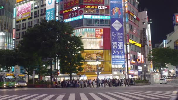 渋谷スクランブル交差点の人々と交通 東京の交差点 — ストック動画