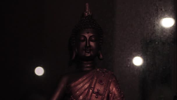 Buddha Omgiven Reflekterat Ljus — Stockvideo