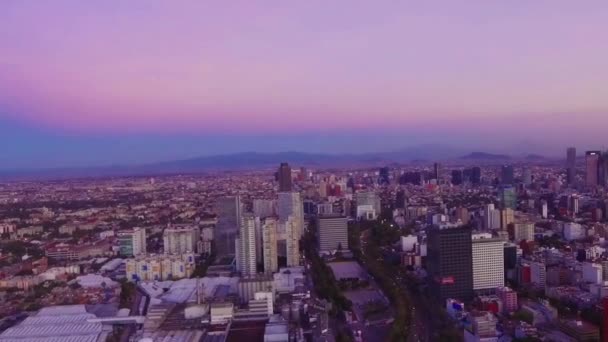 Vista Aérea Oeste Cidade Mexicana Pôr Sol — Vídeo de Stock