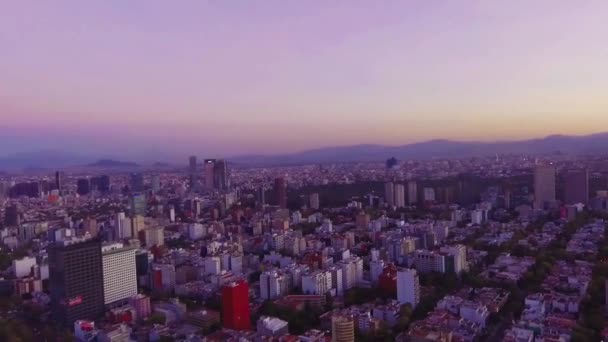 Vista Aérea Oeste Cidade Mexicana Pôr Sol — Vídeo de Stock
