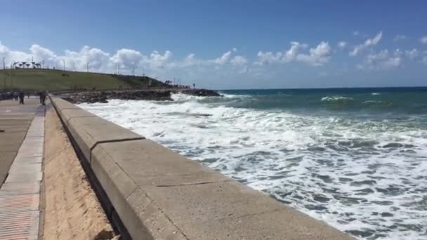 Jaffa Limanı Nda Güçlü Dalgalar — Stok video