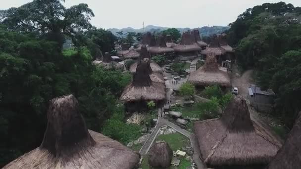 Traditioneel Dorp Sumba Luchtfoto Jib Kraan — Stockvideo