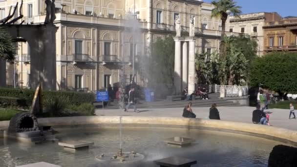 Water Fountain Sicily Shot Slow Motion — Stock Video