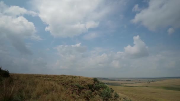 Beautiful Moving Clouds Hill Panning Time Lapse — Stock Video