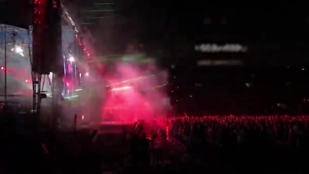 Světlo Hudební Show Koncertě Stadionu — Stock video