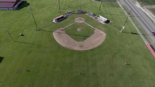 Video Juego Béisbol Tomado Con Dron Disparos Aéreos Tiempo Caducado — Vídeos de Stock