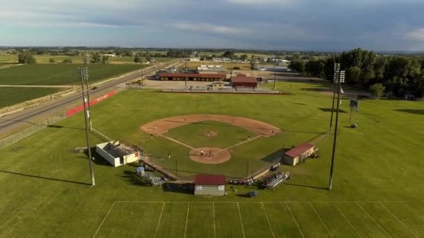 Uma Visão Aérea Jogo Beisebol Payette Idaho Uma Filmagem Vídeo — Vídeo de Stock