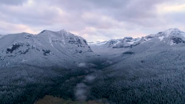 Drone Flying Snowy Mountains — Stock Video