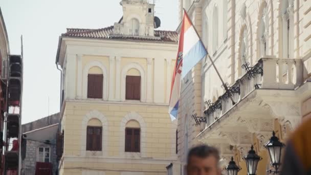 Clip Des Rues Ville Zadar Croatie Avec Drapeau Croate Des — Video