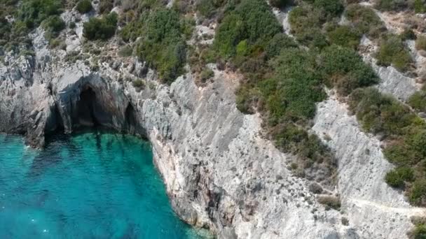 Drone Disparado Viajar Ilha Zakynthos Grécia Mar Azul Grande Clima — Vídeo de Stock