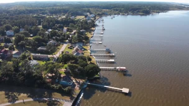 Aerial Sound Side Park Point Harbor — Vídeos de Stock