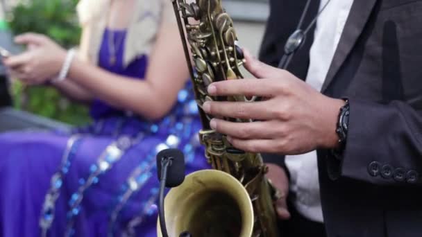 Saxofonista Uma Cerimônia Casamento — Vídeo de Stock