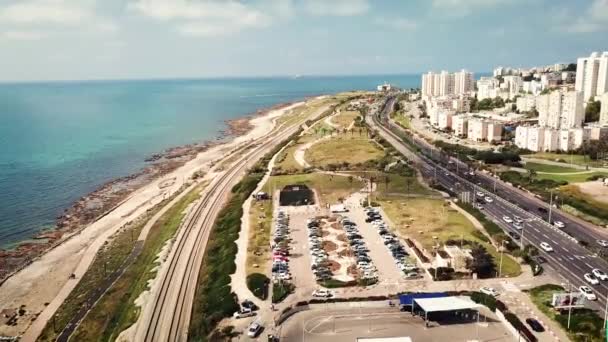 Warme Stadt Haifa Mit Blick Auf Das Meer — Stockvideo