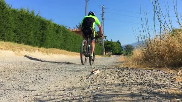 Mountainbike Fahrer Auf Einer Ländlichen Strecke Südspanien Europa — Stockvideo