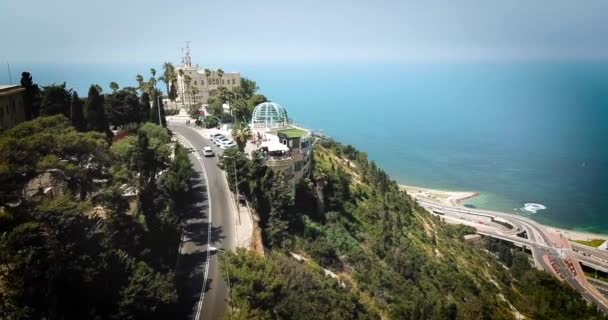 Gyönyörű Kilátás Haifa Zöld Hegyéről Városra Földközi Tengerre — Stock videók