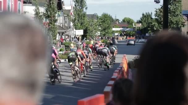 公路自行车赛车手 德尔塔之旅 不列颠哥伦比亚省拉特纳市一年一度的竞技公路自行车比赛 有数百名骑手参加 — 图库视频影像