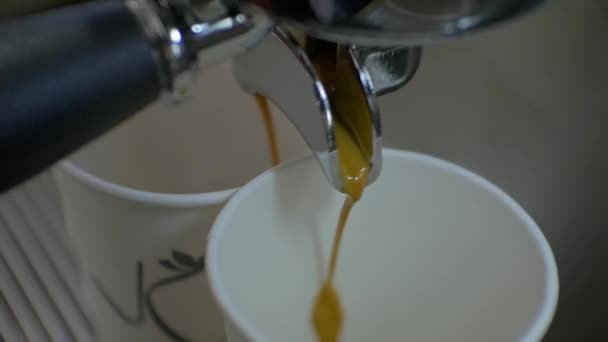 Cappuccino Maszyna Nalanie Dwóch Filiżanek — Wideo stockowe