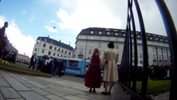 Festa Nazionale Della Norvegia Bella Processione Vestito Tradizionale Felici Gioiosi — Video Stock