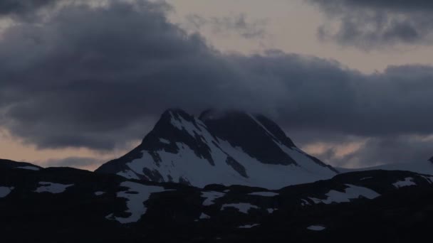 Time Lapse Cloudy Mountain Peek — Stock Video