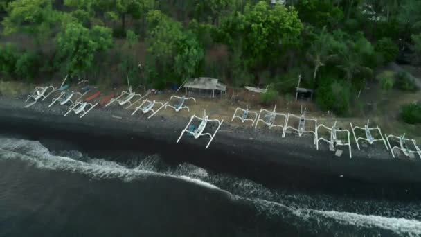 Vulkaniska Berget Agung Flygfoto Från Stranden — Stockvideo