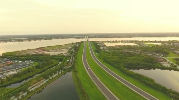 Drone Vista Alba Panning Oltre Una Torre Acqua Bradenton Florida — Video Stock