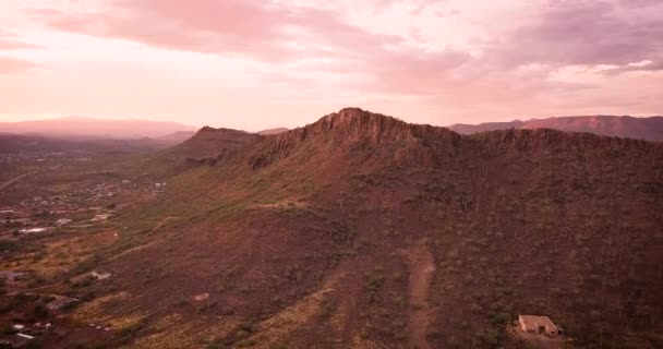 Pemandangan Udara Dari Gurun Sonora Phoenix Arizona Selama Matahari Terbenam — Stok Video