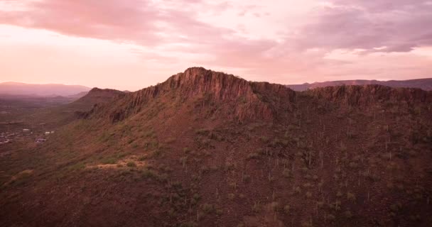 Pemandangan Udara Dari Gurun Sonora Phoenix Arizona Selama Matahari Terbenam — Stok Video