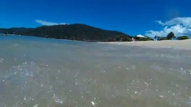 热带泳滩浪花倾泻 — 图库视频影像