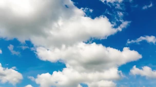 Időeltolódás Fehér Bolyhos Felhőkről Kék Felett — Stock videók