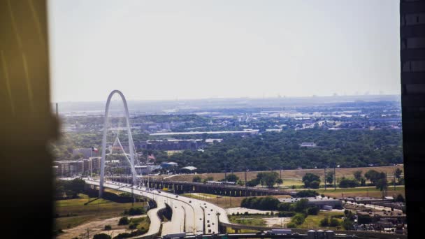 Margaret Hunt Hill Bridge Hora Rush Dallas — Vídeo de Stock