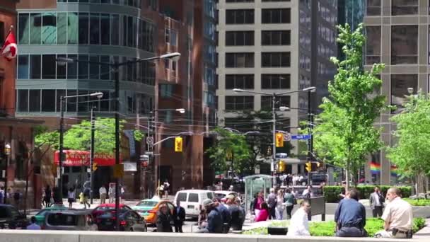 Longue Vue Une Intersection Animée Centre Ville Toronto Par Une — Video