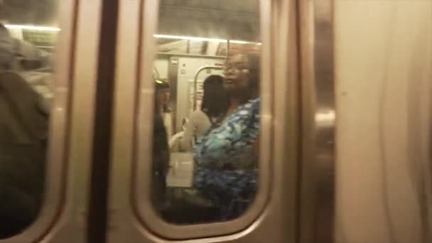 Close Passing Shot New York City Subway — Stock Video