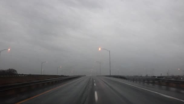 Autostrada Della Pioggia Guida Cielo Nuvoloso — Video Stock