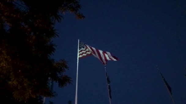 Tiro Estático Câmera Lenta Uma Bandeira Dos Estados Unidos Desamarrada — Vídeo de Stock