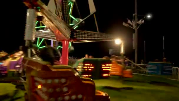 Spinning Ride Flashing Lights — Stock Video