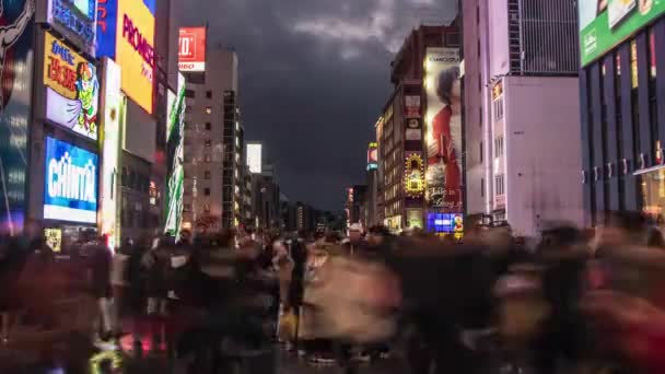 Timelapse Ruchliwej Lokalizacji Turystycznej Namba Osaka — Wideo stockowe