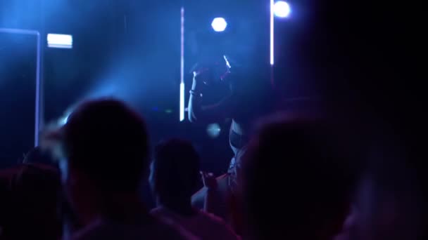 電子ダンスミュージックフェスティバル来場者の前でパーティー — ストック動画